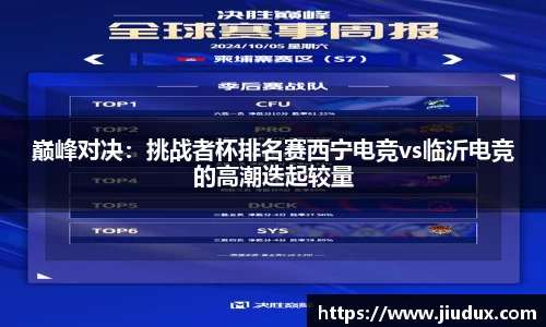 巅峰对决：挑战者杯排名赛西宁电竞vs临沂电竞的高潮迭起较量